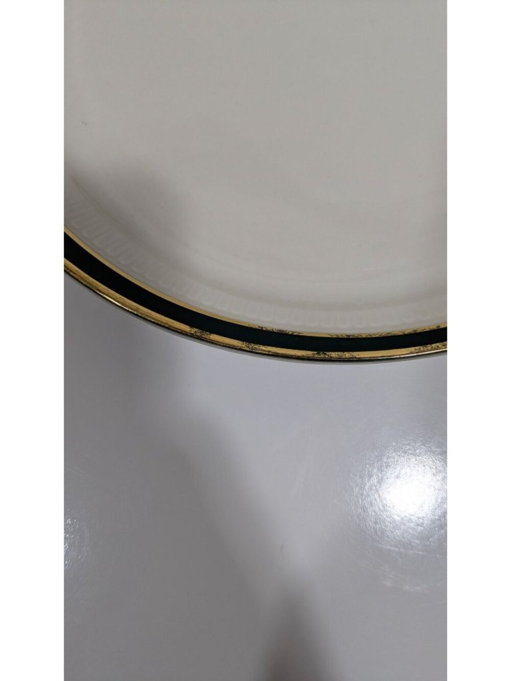 Syracuse China Oval Dinner Plate Green Gold Trim Vintage Collectible Dish